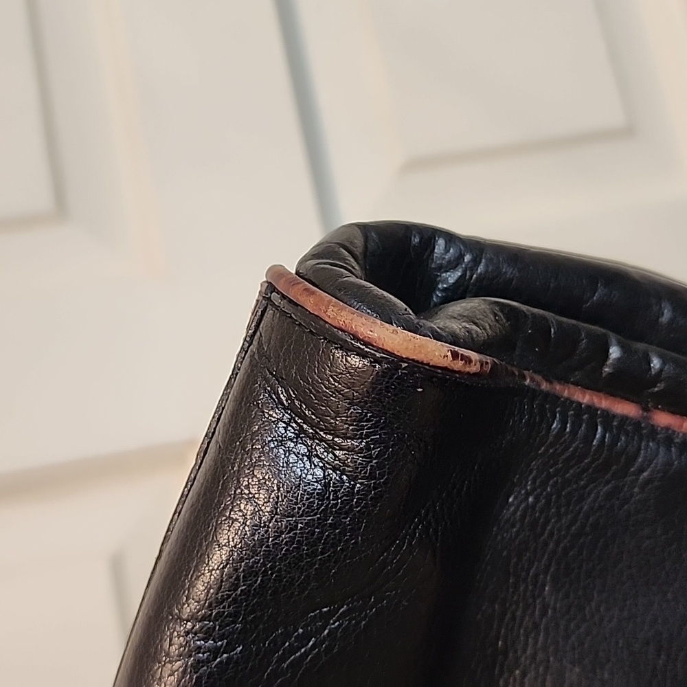 BRAHMIN VINTAGE Classic Black Leather Top-Handle Satchel Bag /Purse. - Picture 14 of 16